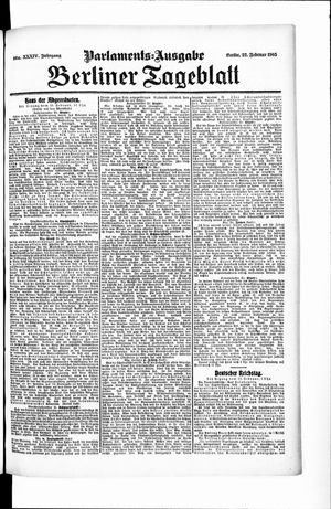 Berliner Tageblatt und Handels-Zeitung on Feb 22, 1905