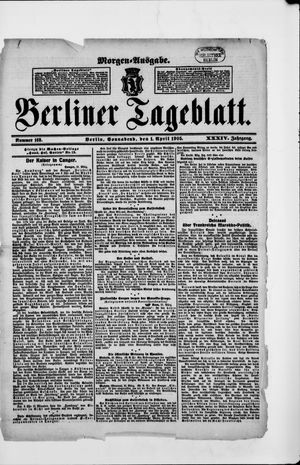 Berliner Tageblatt und Handels-Zeitung vom 01.04.1905