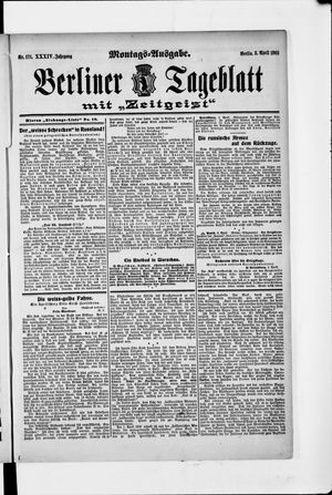 Berliner Tageblatt und Handels-Zeitung vom 03.04.1905
