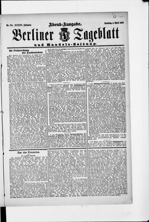 Berliner Tageblatt und Handels-Zeitung vom 04.04.1905