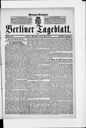 Berliner Tageblatt und Handels-Zeitung vom 05.04.1905