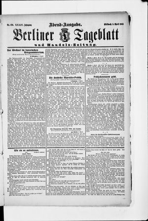 Berliner Tageblatt und Handels-Zeitung vom 05.04.1905