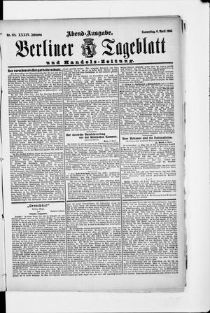 Berliner Tageblatt und Handels-Zeitung on Apr 6, 1905