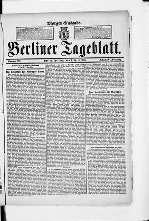 Berliner Tageblatt und Handels-Zeitung vom 07.04.1905