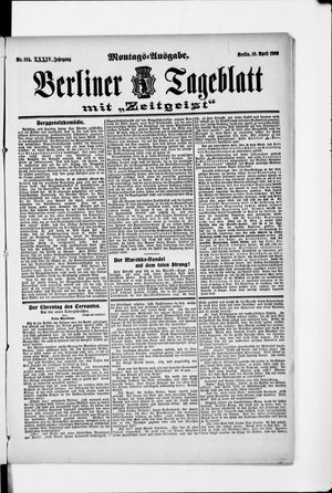 Berliner Tageblatt und Handels-Zeitung vom 10.04.1905