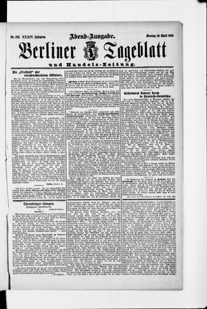 Berliner Tageblatt und Handels-Zeitung on Apr 10, 1905