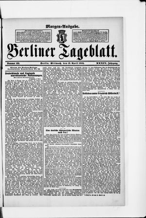 Berliner Tageblatt und Handels-Zeitung vom 12.04.1905