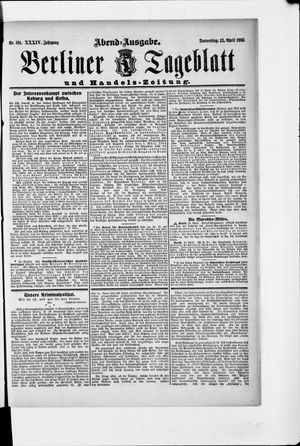 Berliner Tageblatt und Handels-Zeitung vom 13.04.1905