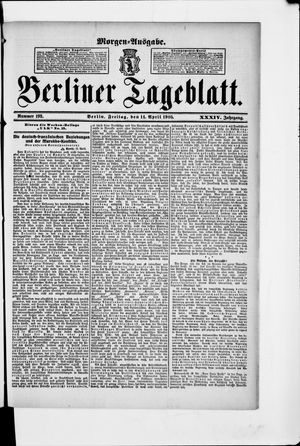 Berliner Tageblatt und Handels-Zeitung vom 14.04.1905