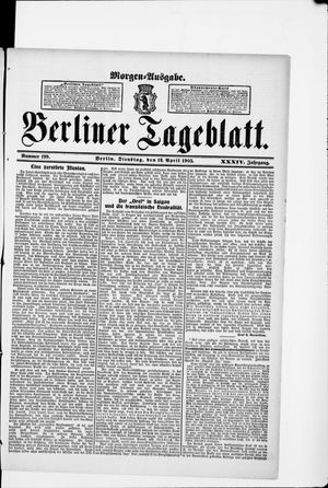 Berliner Tageblatt und Handels-Zeitung vom 18.04.1905