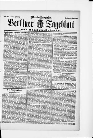 Berliner Tageblatt und Handels-Zeitung vom 18.04.1905