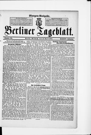 Berliner Tageblatt und Handels-Zeitung vom 19.04.1905