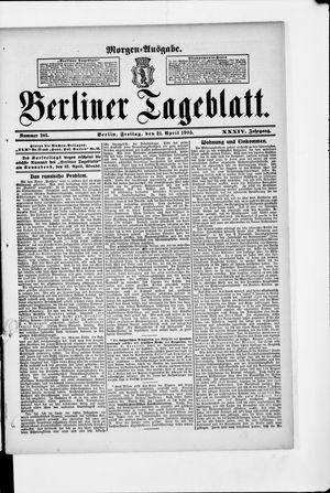 Berliner Tageblatt und Handels-Zeitung vom 21.04.1905