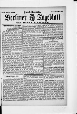 Berliner Tageblatt und Handels-Zeitung vom 22.04.1905