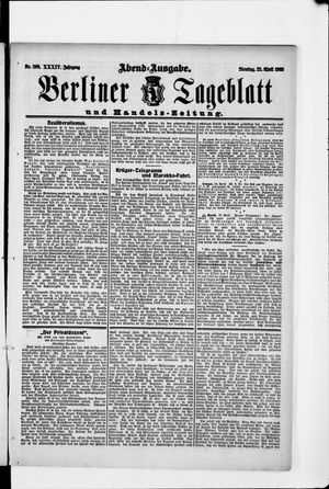 Berliner Tageblatt und Handels-Zeitung vom 25.04.1905