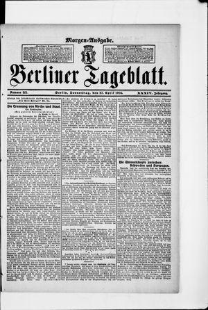 Berliner Tageblatt und Handels-Zeitung vom 27.04.1905