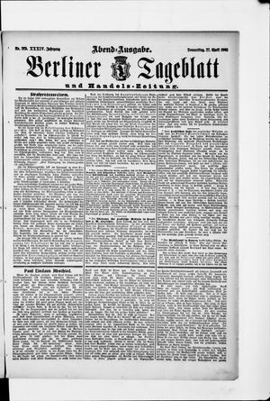 Berliner Tageblatt und Handels-Zeitung vom 27.04.1905