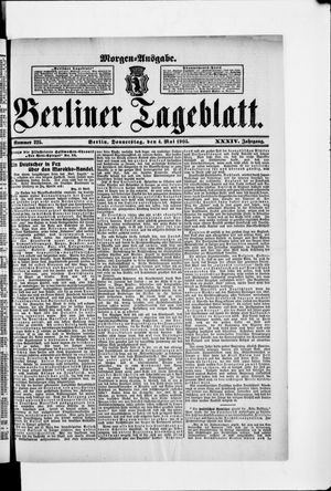 Berliner Tageblatt und Handels-Zeitung vom 04.05.1905
