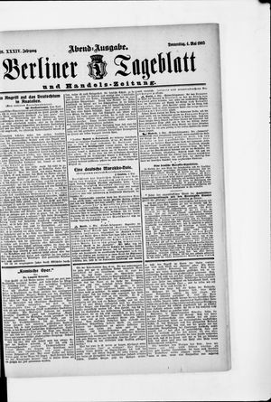 Berliner Tageblatt und Handels-Zeitung vom 04.05.1905