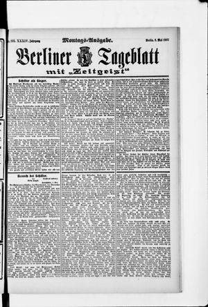 Berliner Tageblatt und Handels-Zeitung vom 08.05.1905