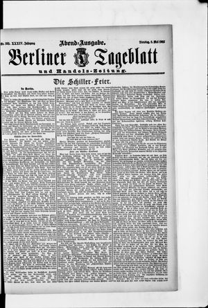 Berliner Tageblatt und Handels-Zeitung vom 09.05.1905