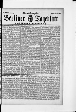 Berliner Tageblatt und Handels-Zeitung vom 22.05.1905