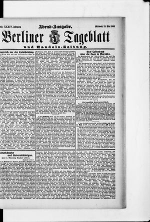 Berliner Tageblatt und Handels-Zeitung vom 24.05.1905