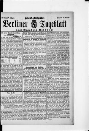 Berliner Tageblatt und Handels-Zeitung vom 27.05.1905