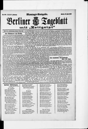Berliner Tageblatt und Handels-Zeitung vom 19.06.1905