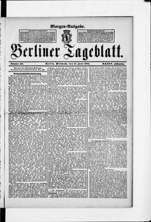 Berliner Tageblatt und Handels-Zeitung vom 21.06.1905