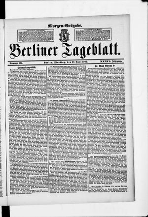 Berliner Tageblatt und Handels-Zeitung on Jun 27, 1905