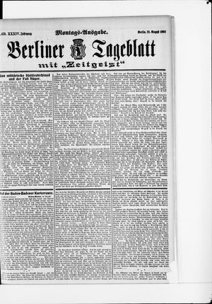 Berliner Tageblatt und Handels-Zeitung vom 21.08.1905