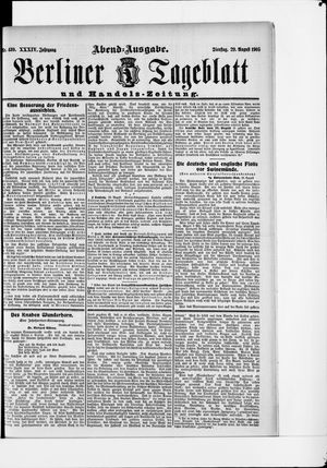 Berliner Tageblatt und Handels-Zeitung vom 29.08.1905