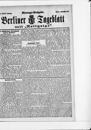 Berliner Tageblatt und Handels-Zeitung on Sep 4, 1905