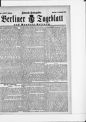 Berliner Tageblatt und Handels-Zeitung vom 06.09.1905