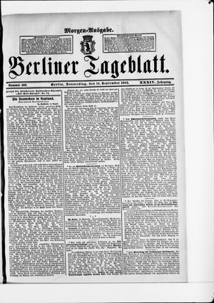 Berliner Tageblatt und Handels-Zeitung on Sep 14, 1905