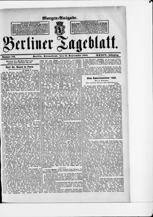 Berliner Tageblatt und Handels-Zeitung vom 16.09.1905