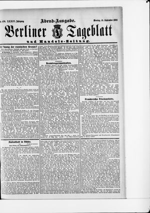 Berliner Tageblatt und Handels-Zeitung vom 18.09.1905
