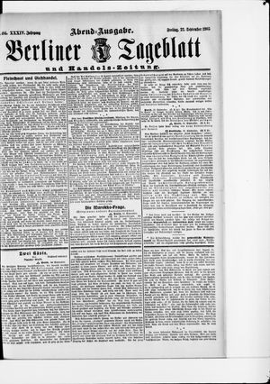 Berliner Tageblatt und Handels-Zeitung vom 22.09.1905