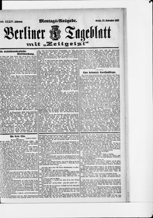Berliner Tageblatt und Handels-Zeitung vom 25.09.1905