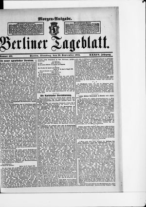 Berliner Tageblatt und Handels-Zeitung vom 26.09.1905