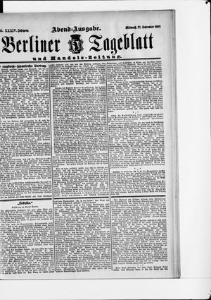 Berliner Tageblatt und Handels-Zeitung vom 27.09.1905