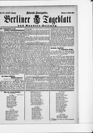 Berliner Tageblatt und Handels-Zeitung vom 02.10.1905