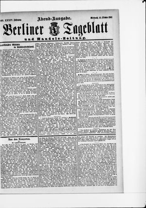 Berliner Tageblatt und Handels-Zeitung vom 18.10.1905