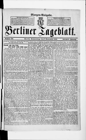 Berliner Tageblatt und Handels-Zeitung vom 02.11.1905