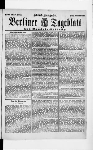 Berliner Tageblatt und Handels-Zeitung vom 03.11.1905