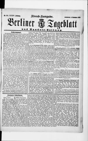 Berliner Tageblatt und Handels-Zeitung vom 04.11.1905