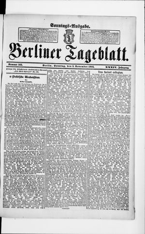 Berliner Tageblatt und Handels-Zeitung on Nov 5, 1905