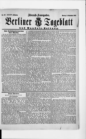 Berliner Tageblatt und Handels-Zeitung on Nov 6, 1905