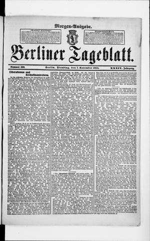 Berliner Tageblatt und Handels-Zeitung on Nov 7, 1905